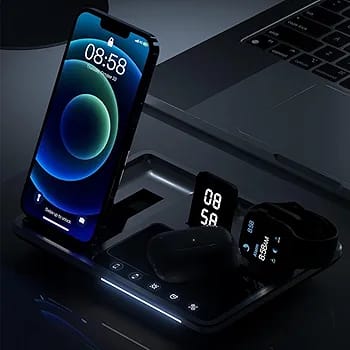 ️ قاعدة الشحن اللاسلكي الذكية 3 في 1